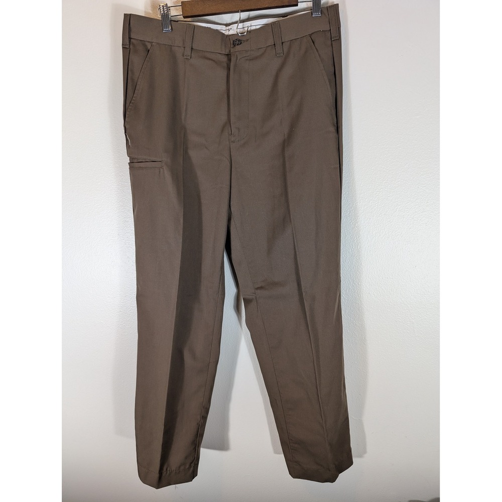WearGuard Men 34×32 UPS Brown Pants Utility Pocket Twill Flat Front Employee
